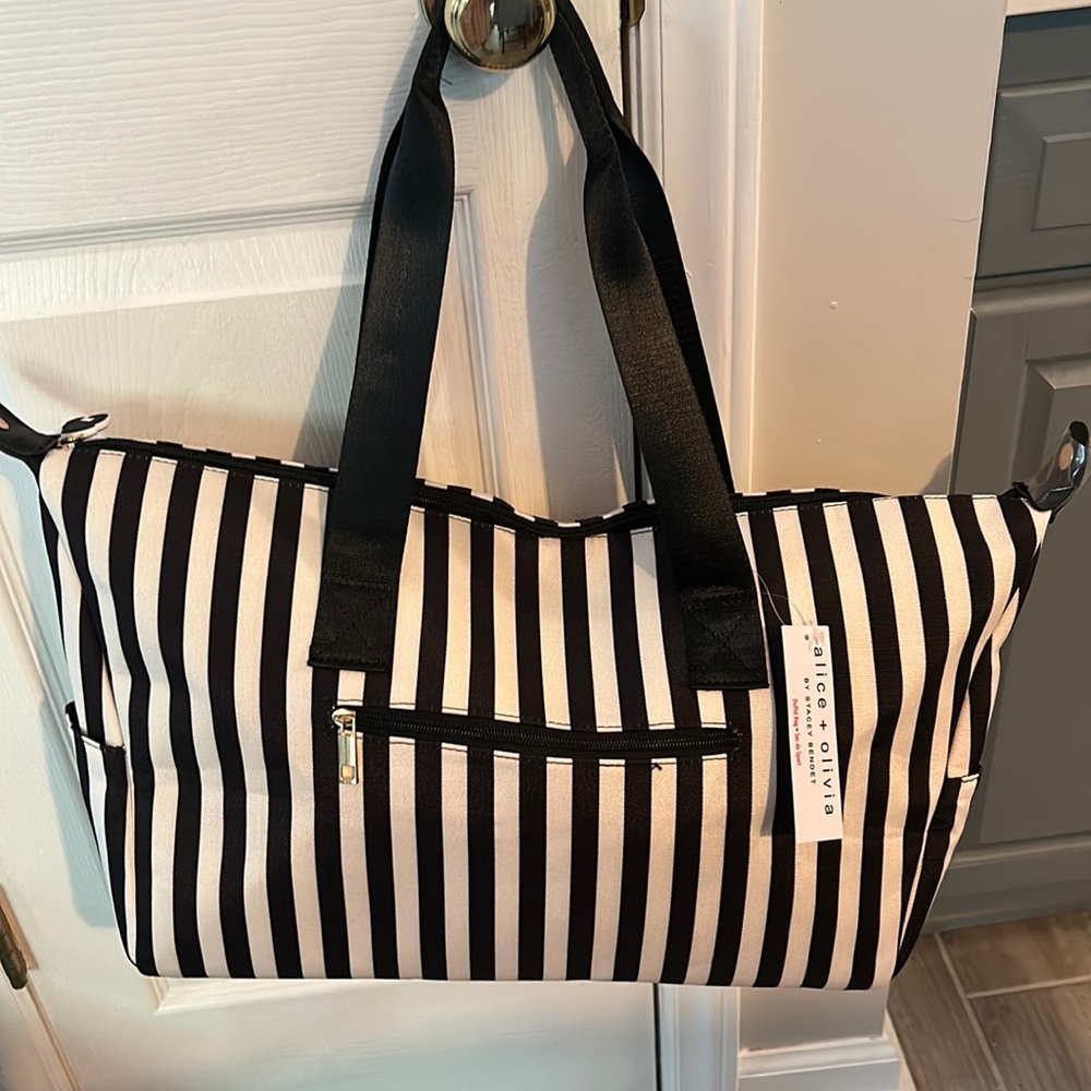 Alice + Olivia striped overnight duffel bag